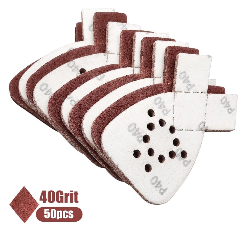 MFBJXC 50PCS Mouse Sander Sandpaper with Extra 2 Tips for Replacement Detail Sander Sanding Pads 12 Holes Hook and Loop Black and Decker Mouse Sander Pads - Image 3